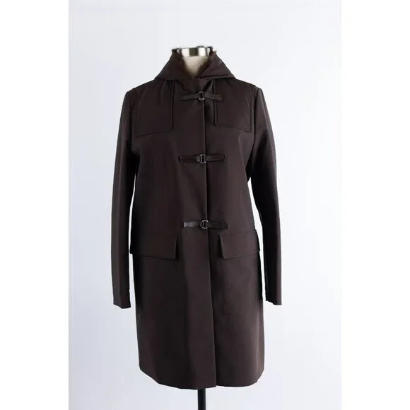 $5,900 Prada Fur Lined Coat SZ 44 Large Brown/Purple MINT